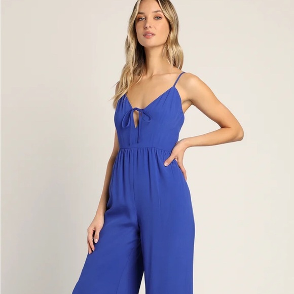 Lulus Pants - Lulu's Blue Wide Leg Jumpsuit for Elegant Occasions